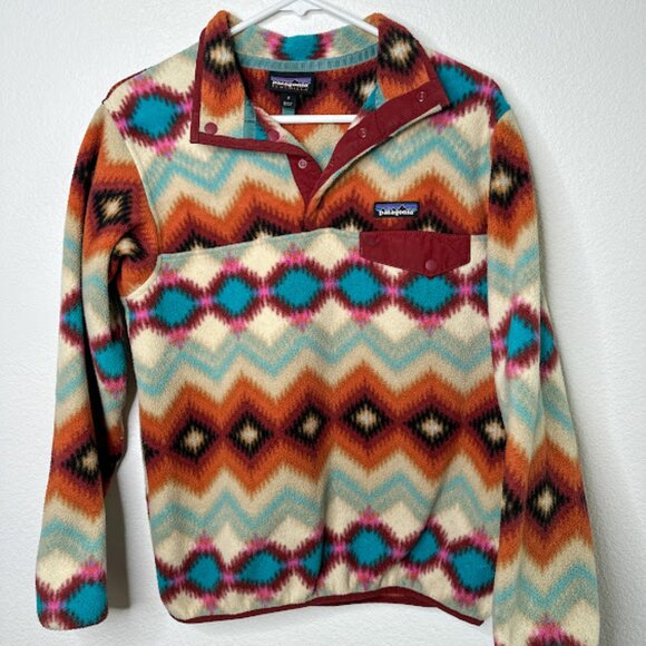 Patagonia Women's Lightweight Snap-T Tribal Aztec Fleece Pullover Small S - Picture 4 of 4